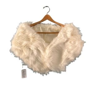 Faux Fur White Shawl